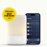 #alt_nanit sound + light and nanit sound + light app with "parents. best for baby 2024" award badge