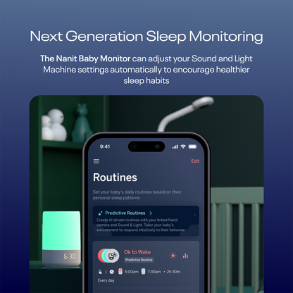 #alt_Next Generation Sleep Monitoring - The Nanit Baby Monitor can adjust your Sound and Light Machine settings automatically to encourage healthier sleep habits
